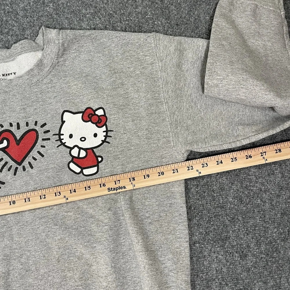 Keith Haring x Hello Kitty Sweatshirt Pullover Crewneck Women Sz M  Gray Collab - Picture 4 of 8